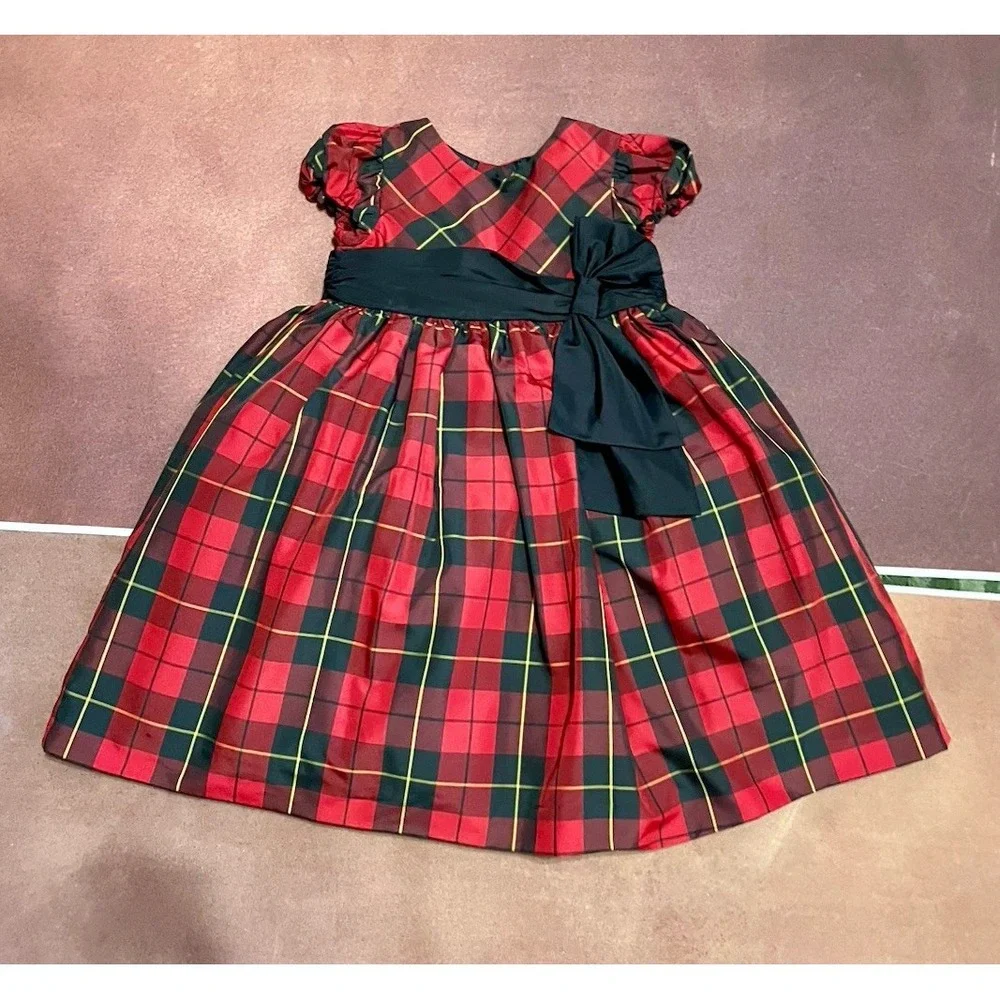 Ralph Lauren Girls Red And Black Tartan Plaid Dress Holidays Occasions Size 4